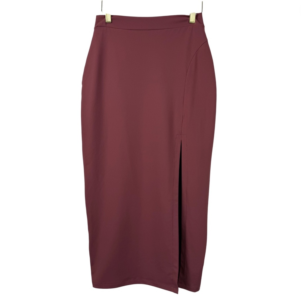 *Susana Monaco Womens Midi Malbec Wine Slit Pencil Skirt Small